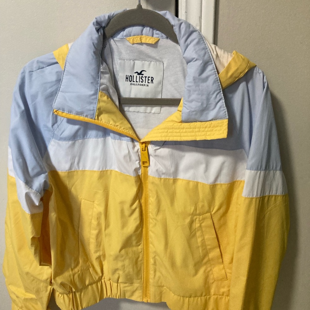 Hollister Colorblock Yellow and Blue Raincoat
